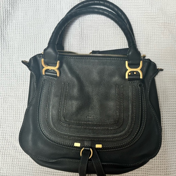 Chloe Medium Marcie Leather Satchel, Black - Picture 2 of 2